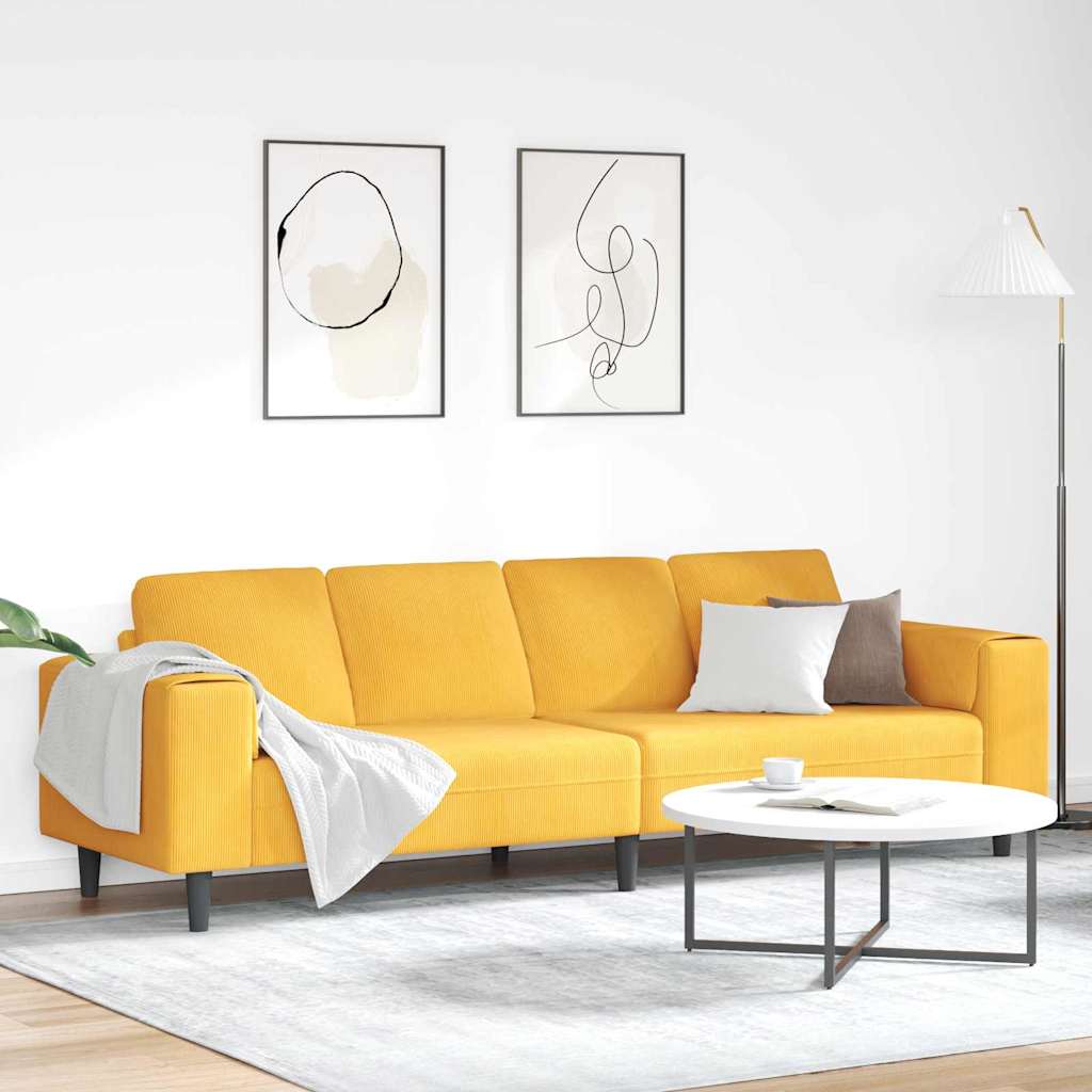 Sofa Helles Gelb 250 x 77 x 76 cm Cordstoff