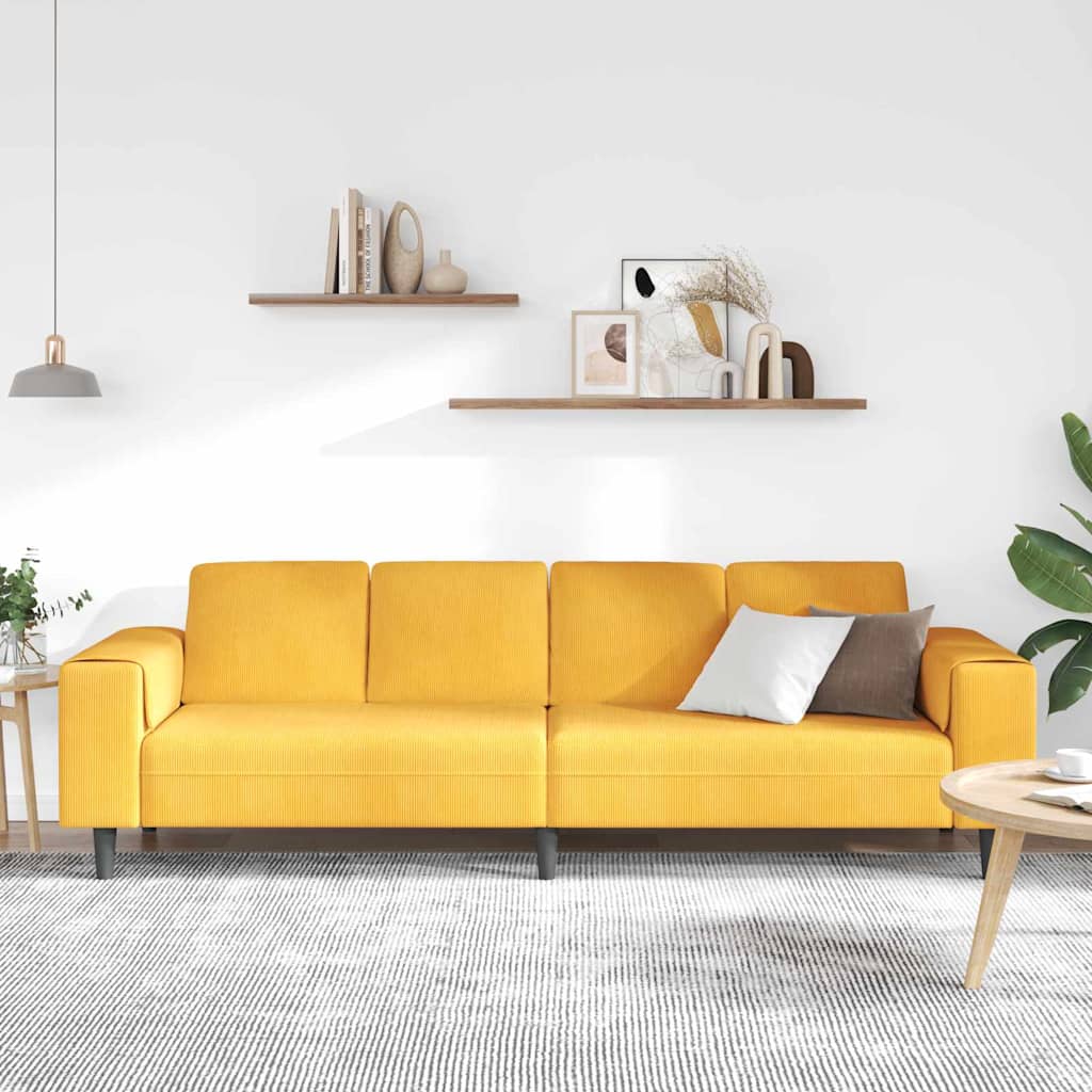 Sofa Helles Gelb 250 x 77 x 76 cm Cordstoff