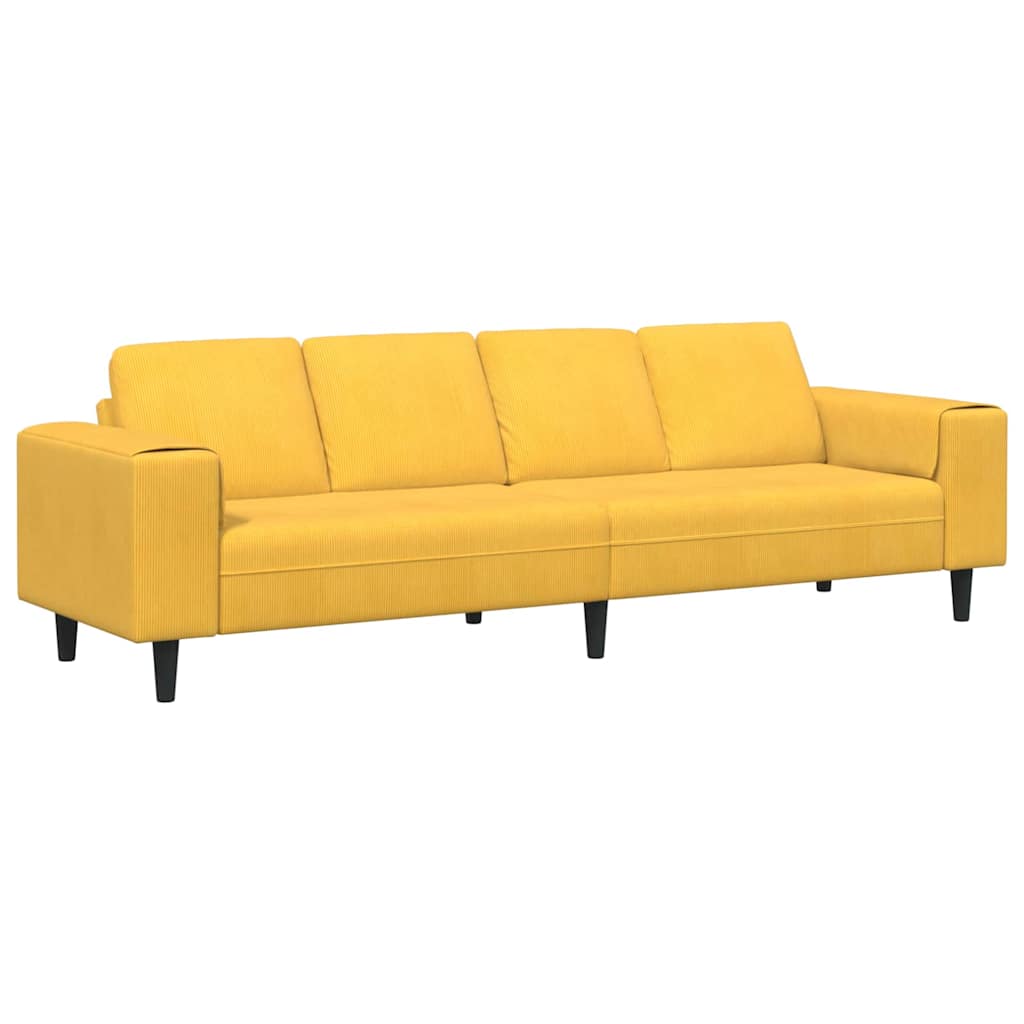 Sofa Helles Gelb 250 x 77 x 76 cm Cordstoff