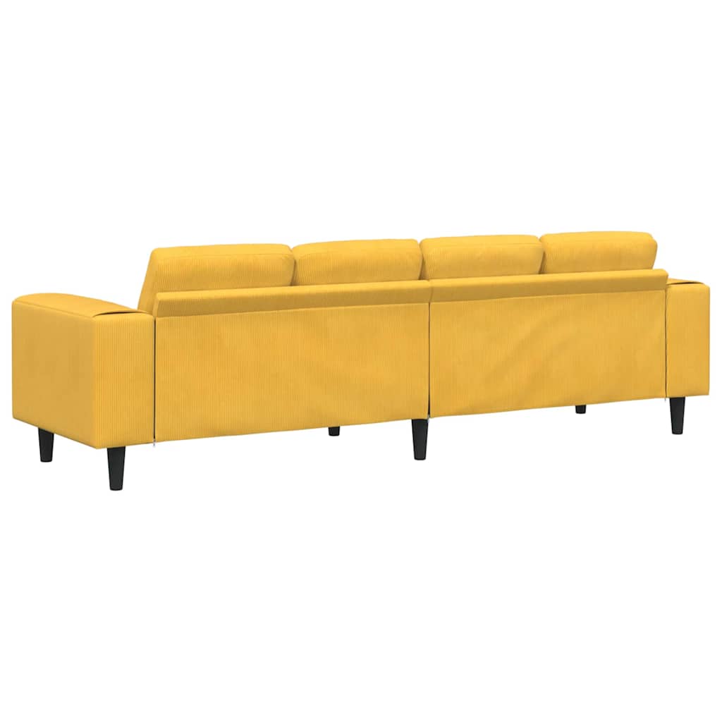 Sofa Helles Gelb 250 x 77 x 76 cm Cordstoff