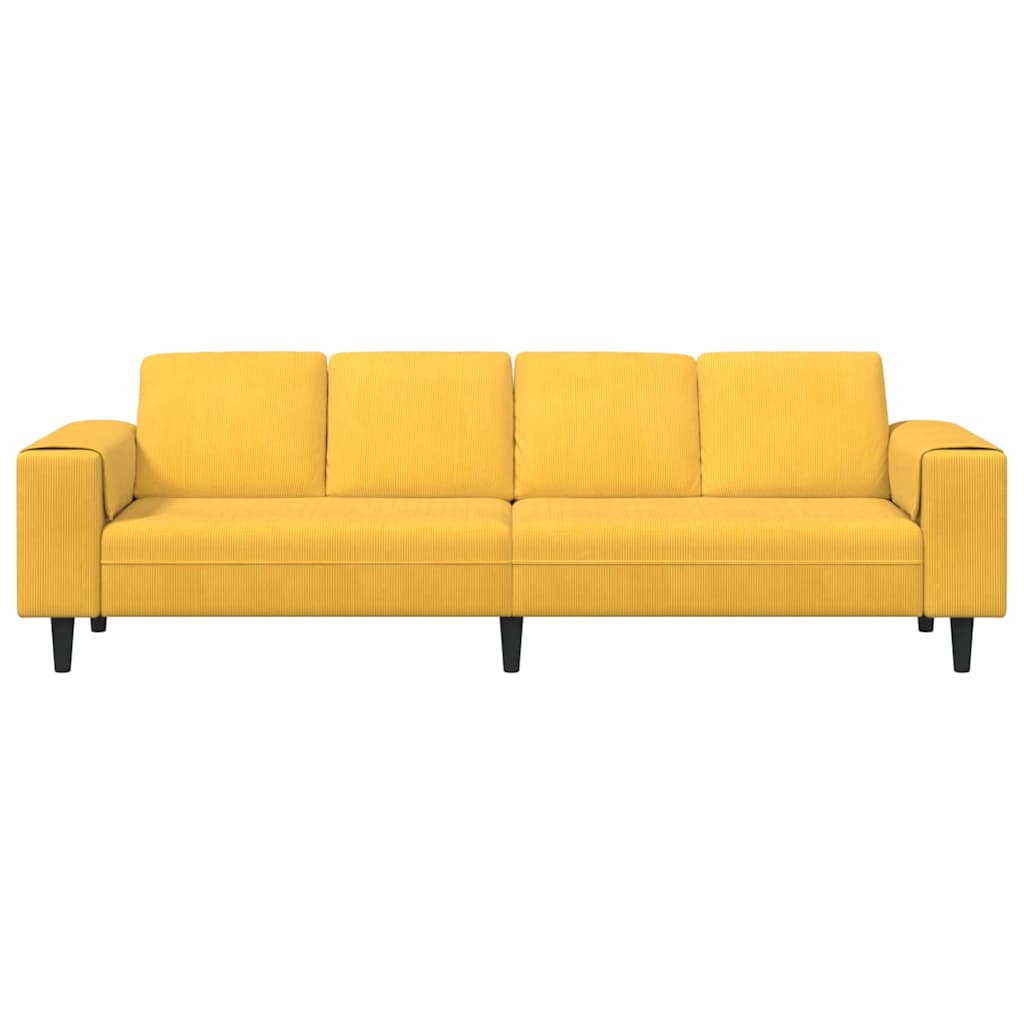 Sofa Helles Gelb 250 x 77 x 76 cm Cordstoff