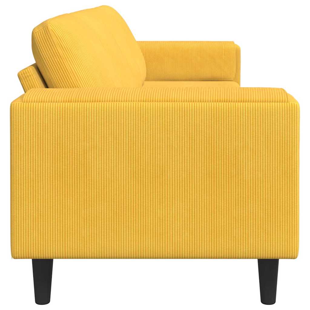 Sofa Helles Gelb 250 x 77 x 76 cm Cordstoff