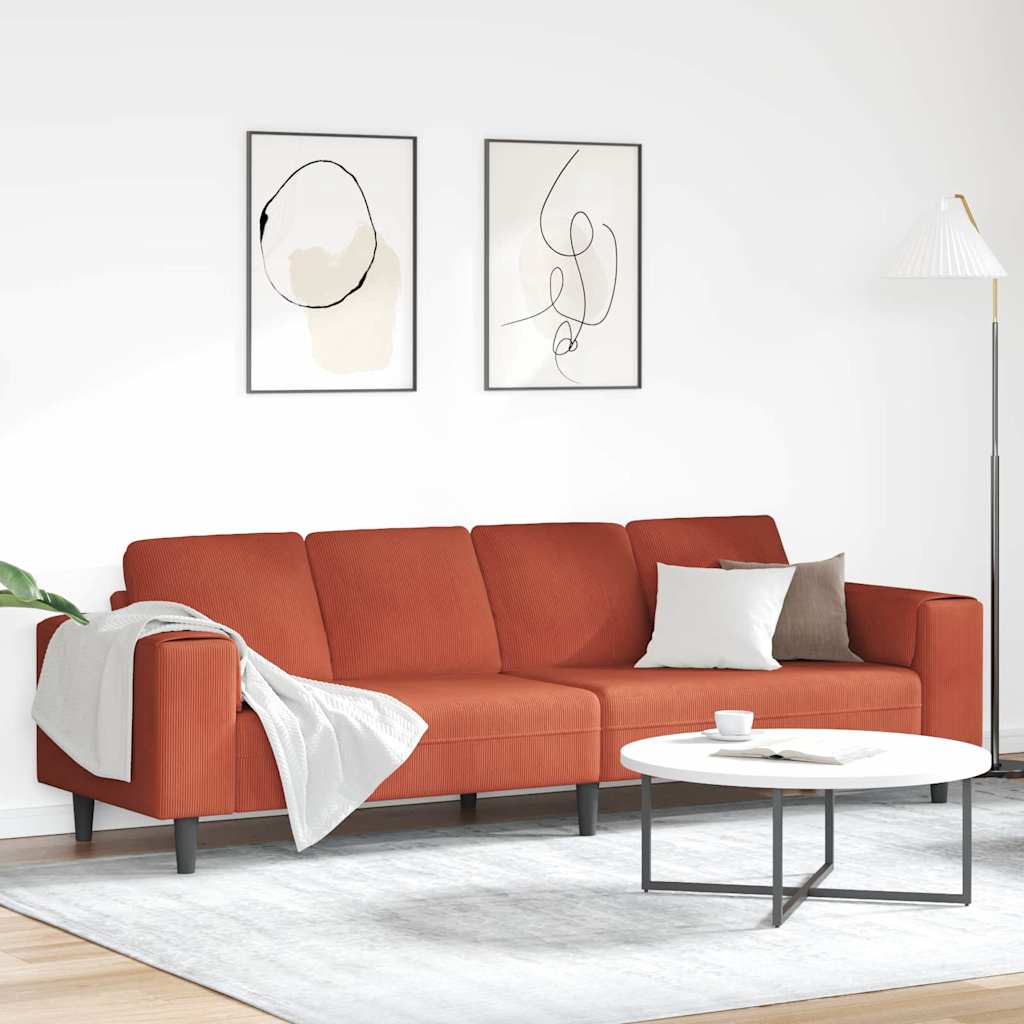 Sofa Rot-Orange 250 x 77 x 76 cm Cordstoff