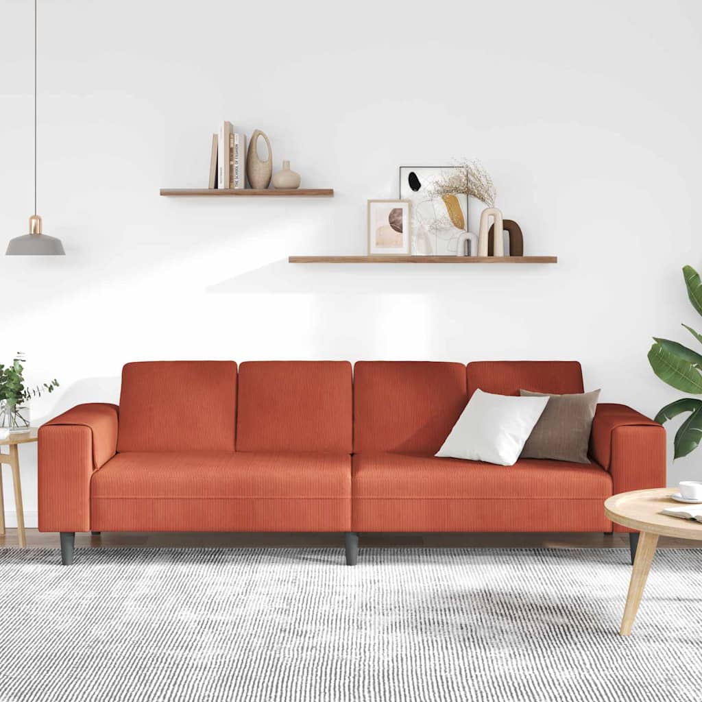 Sofa Rot-Orange 250 x 77 x 76 cm Cordstoff