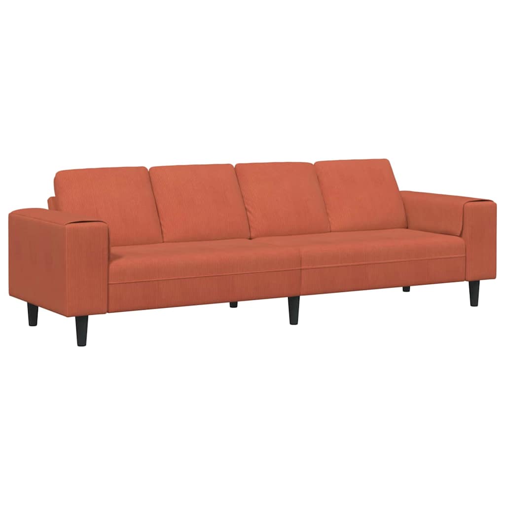 Sofa Rot-Orange 250 x 77 x 76 cm Cordstoff