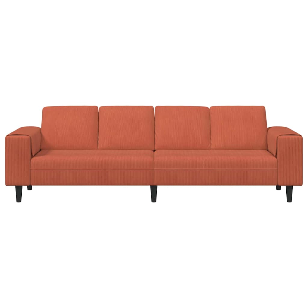 Sofa Rot-Orange 250 x 77 x 76 cm Cordstoff