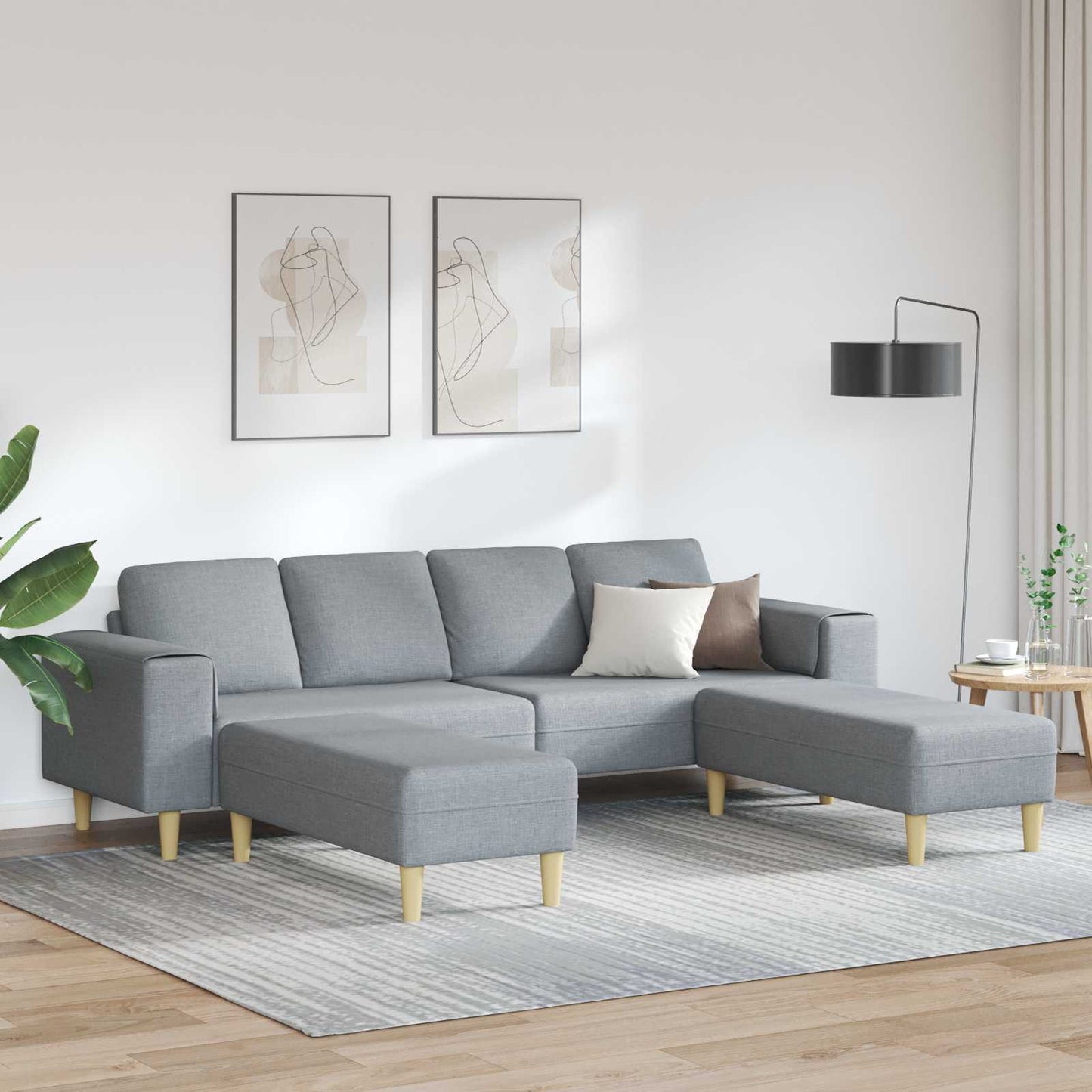 Wohnzimmer Couch 3 pcs Hellgrau Polyester