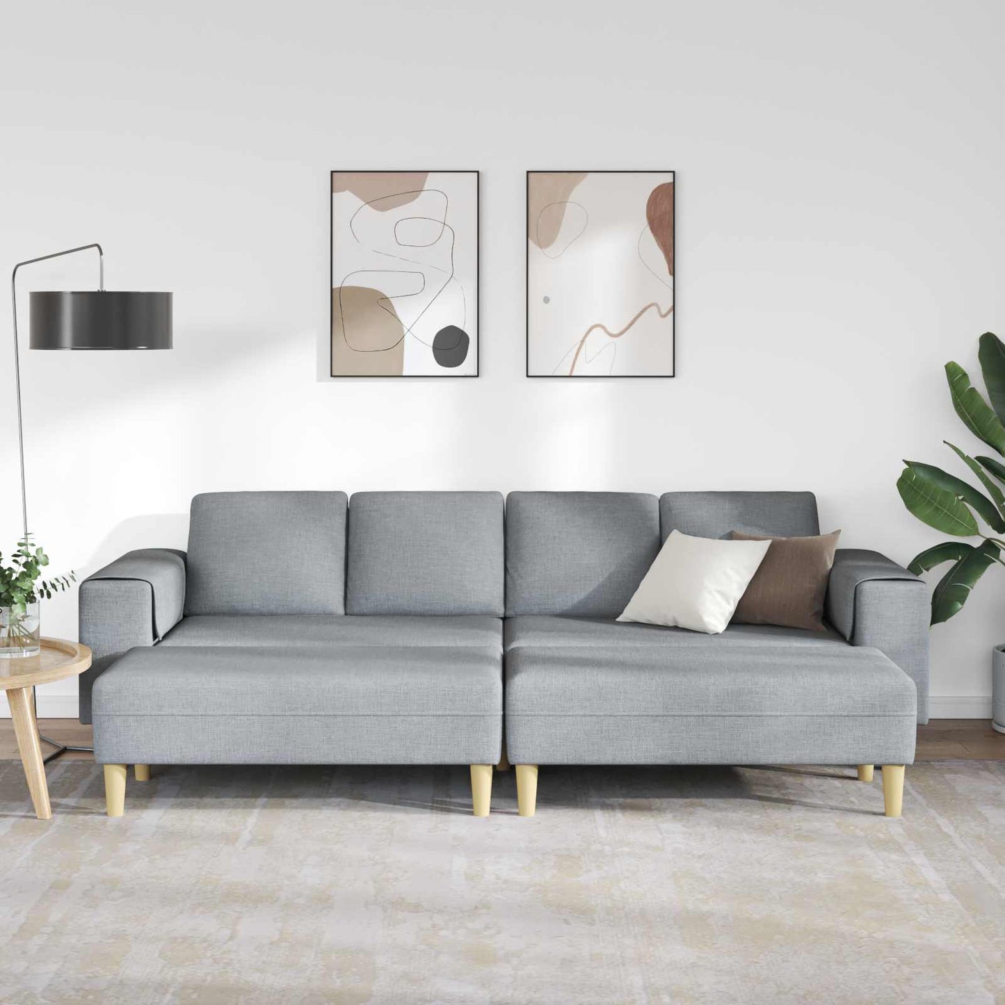 Wohnzimmer Couch 3 pcs Hellgrau Polyester