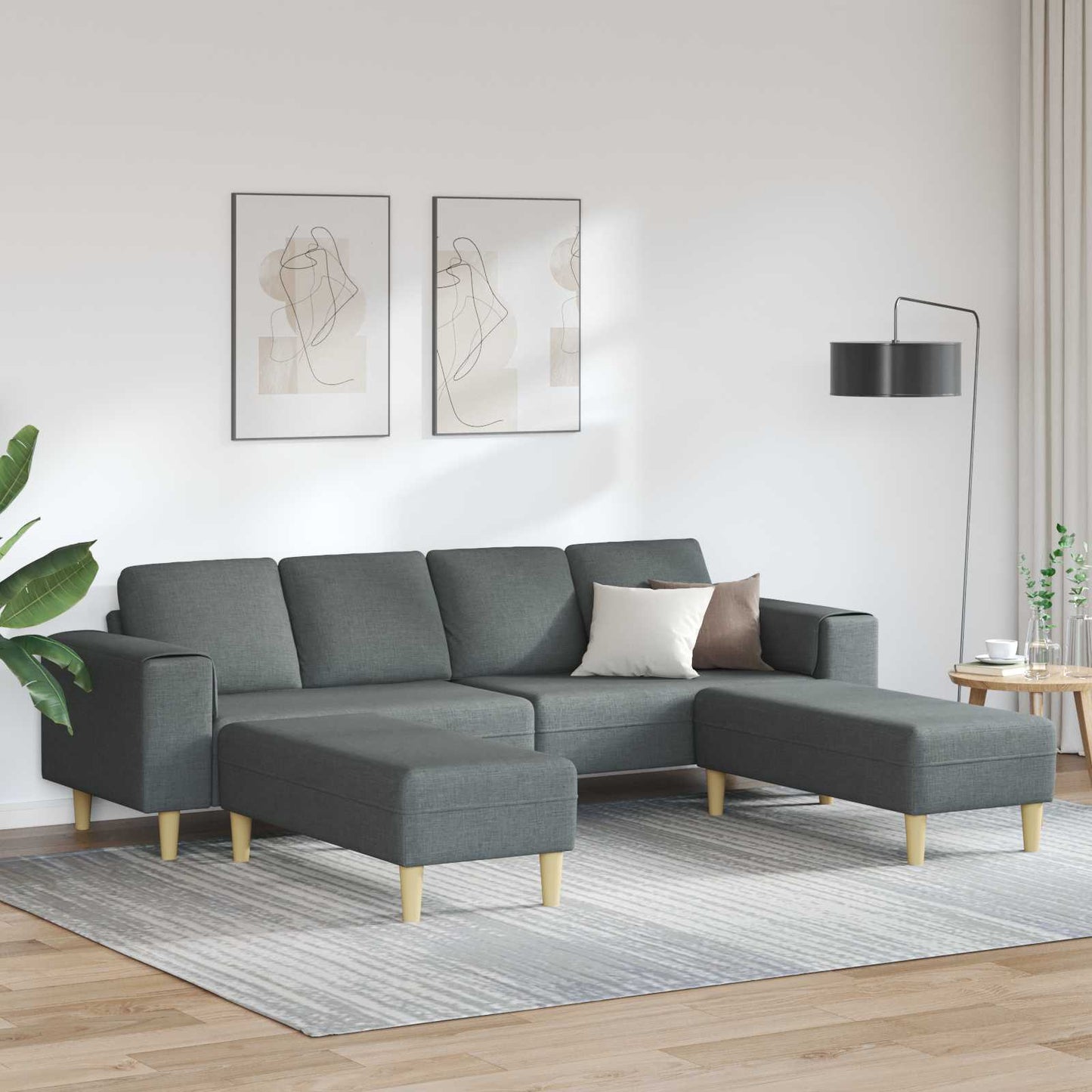Wohnzimmer Couch 3 pcs Dunkelgrau Polyester