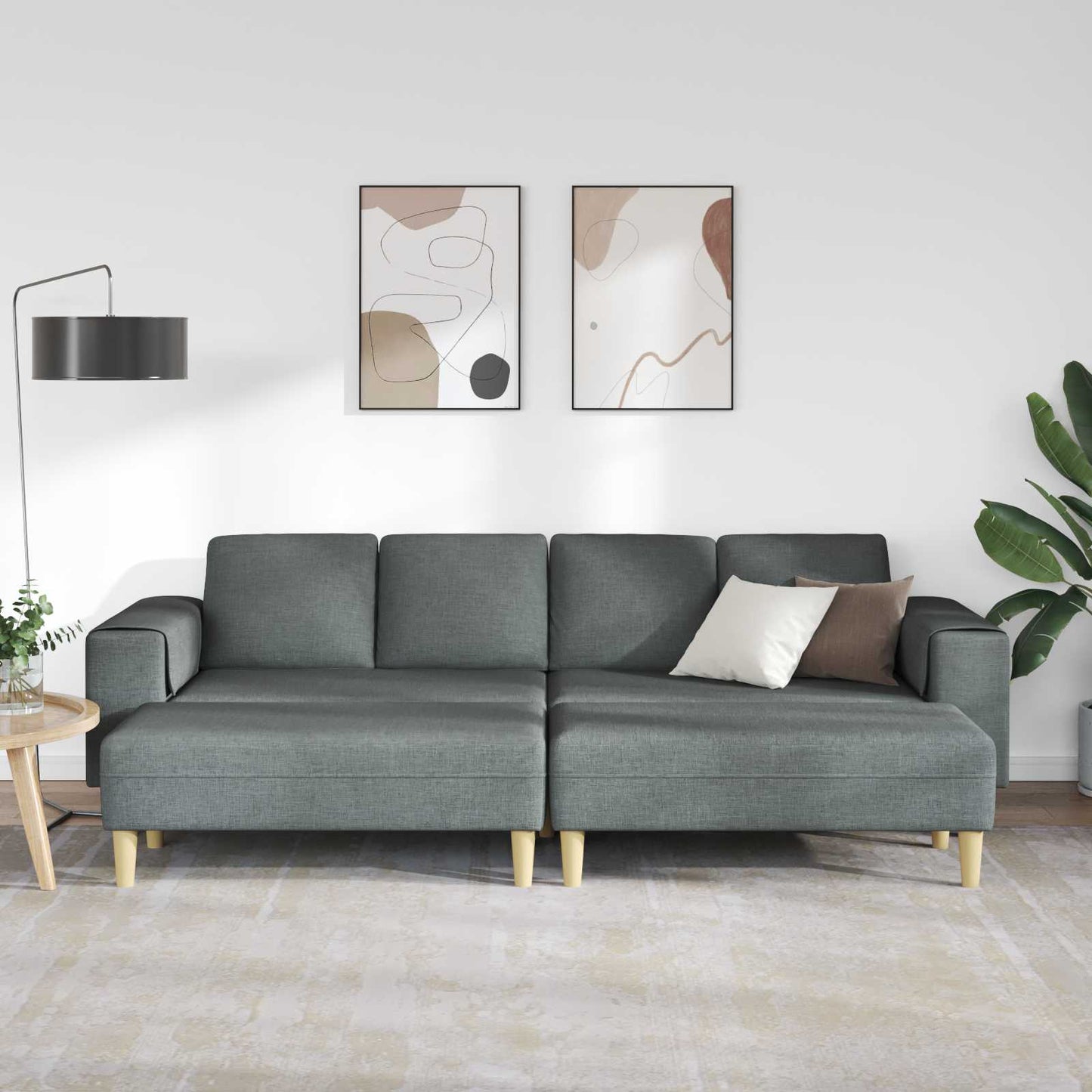 Wohnzimmer Couch 3 pcs Dunkelgrau Polyester