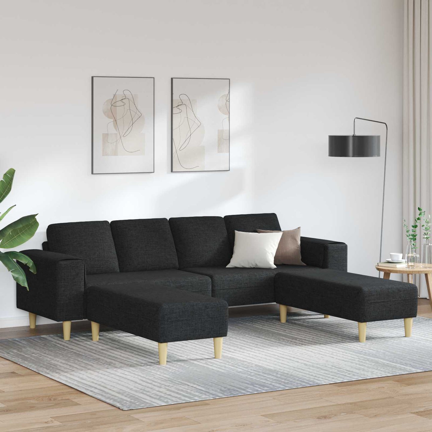 Wohnzimmer Couch 3 pcs Schwarz Polyester