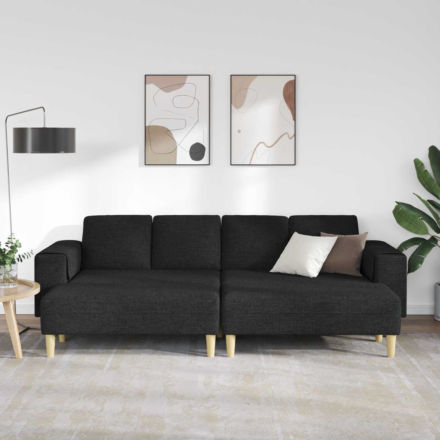 Wohnzimmer Couch 3 pcs Schwarz Polyester