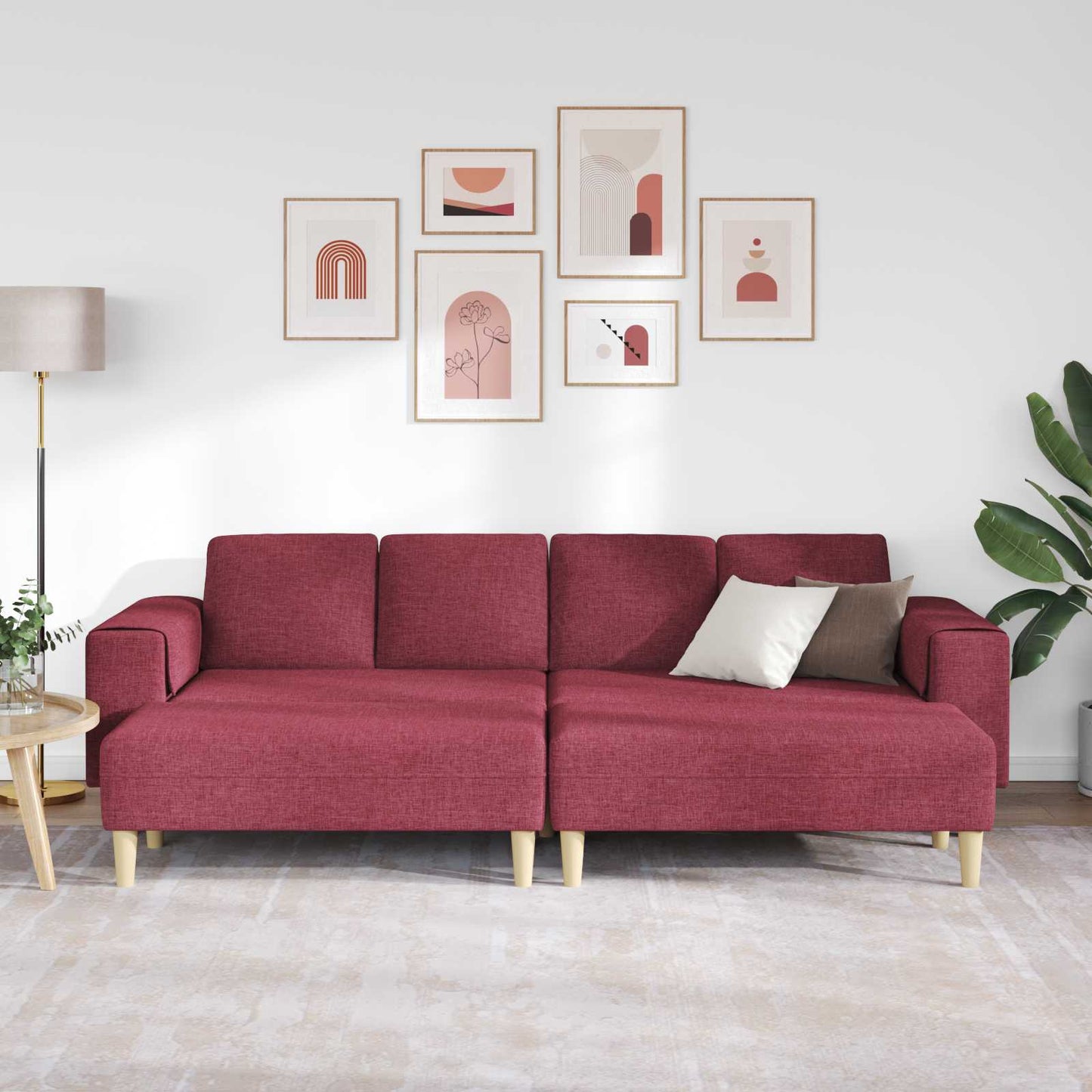 Wohnzimmer Couch 3 pcs Weinrot 250 x 188 x 76 cm Polyester