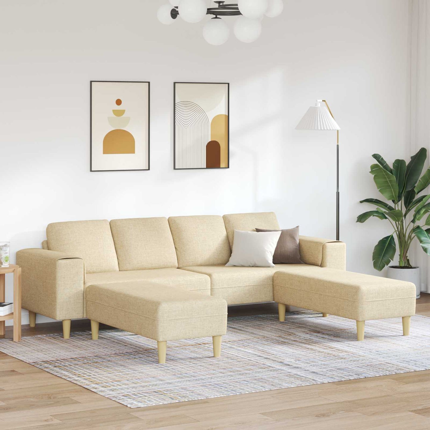 Wohnzimmer Couch 3 pcs Creme Polyester