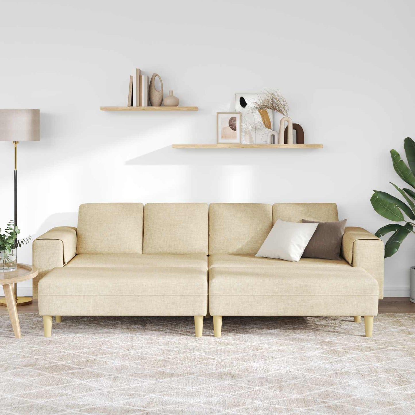 Wohnzimmer Couch 3 pcs Creme Polyester