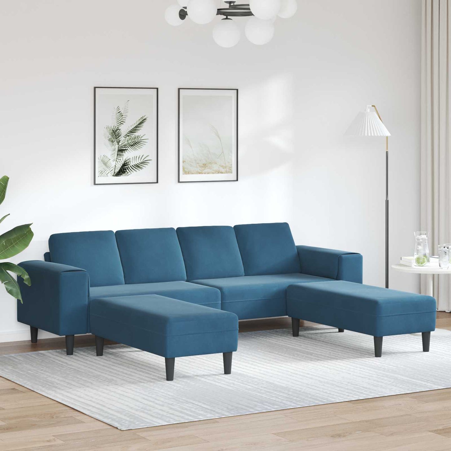 Wohnzimmer Couch 3 pcs Blau 250 x 188 x 76 cm