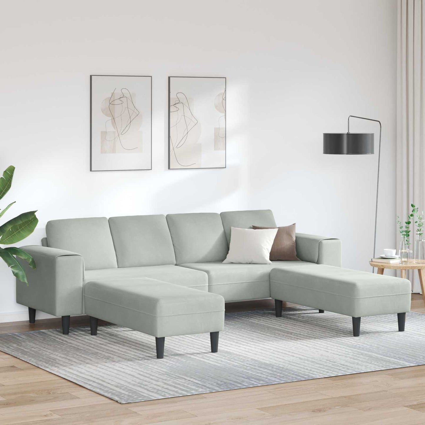 Wohnzimmer Couch 3 pcs Hellgrau 250 x 188 x 76 cm