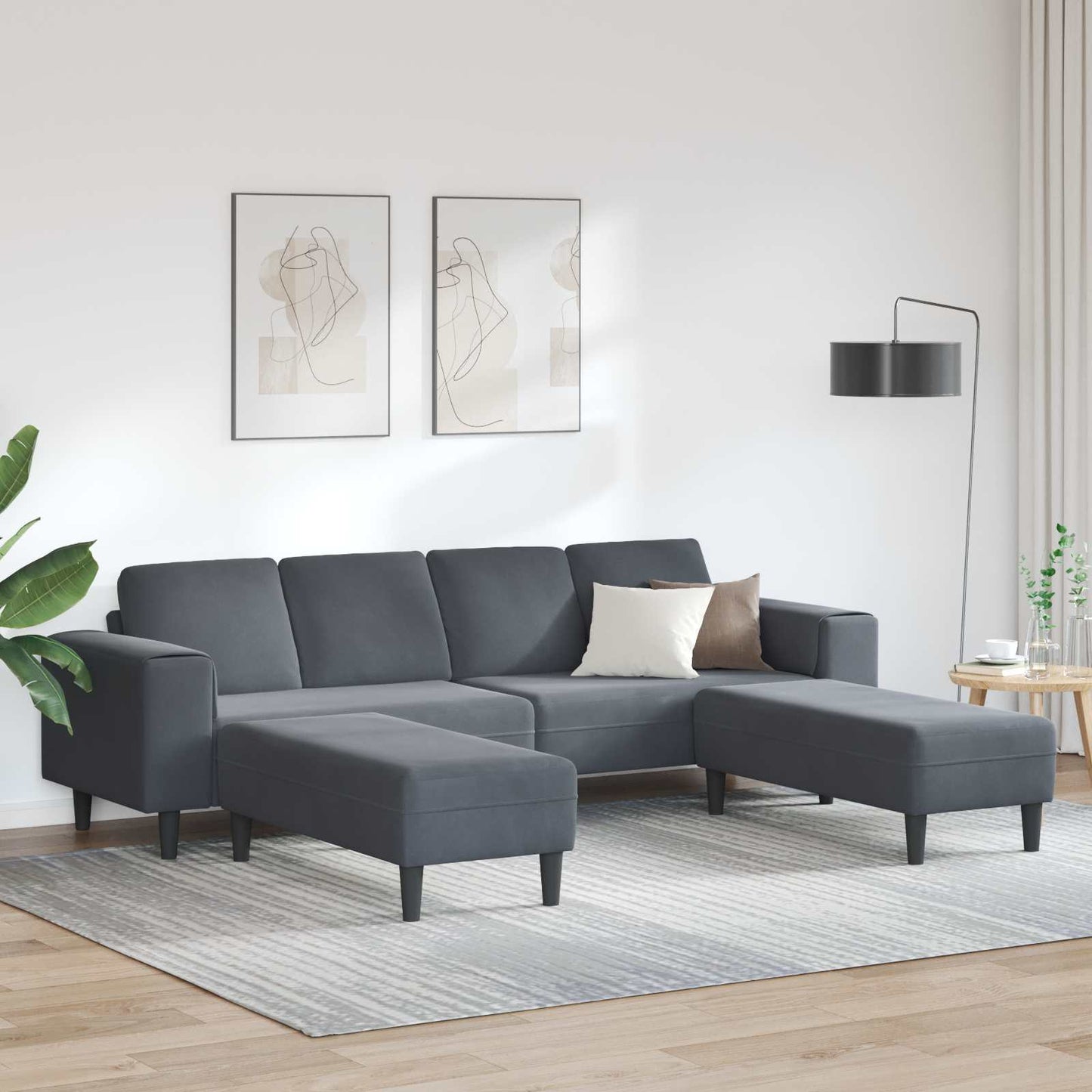 Wohnzimmer Couch 3 pcs Dunkelgrau 250 x 188 x 76 cm