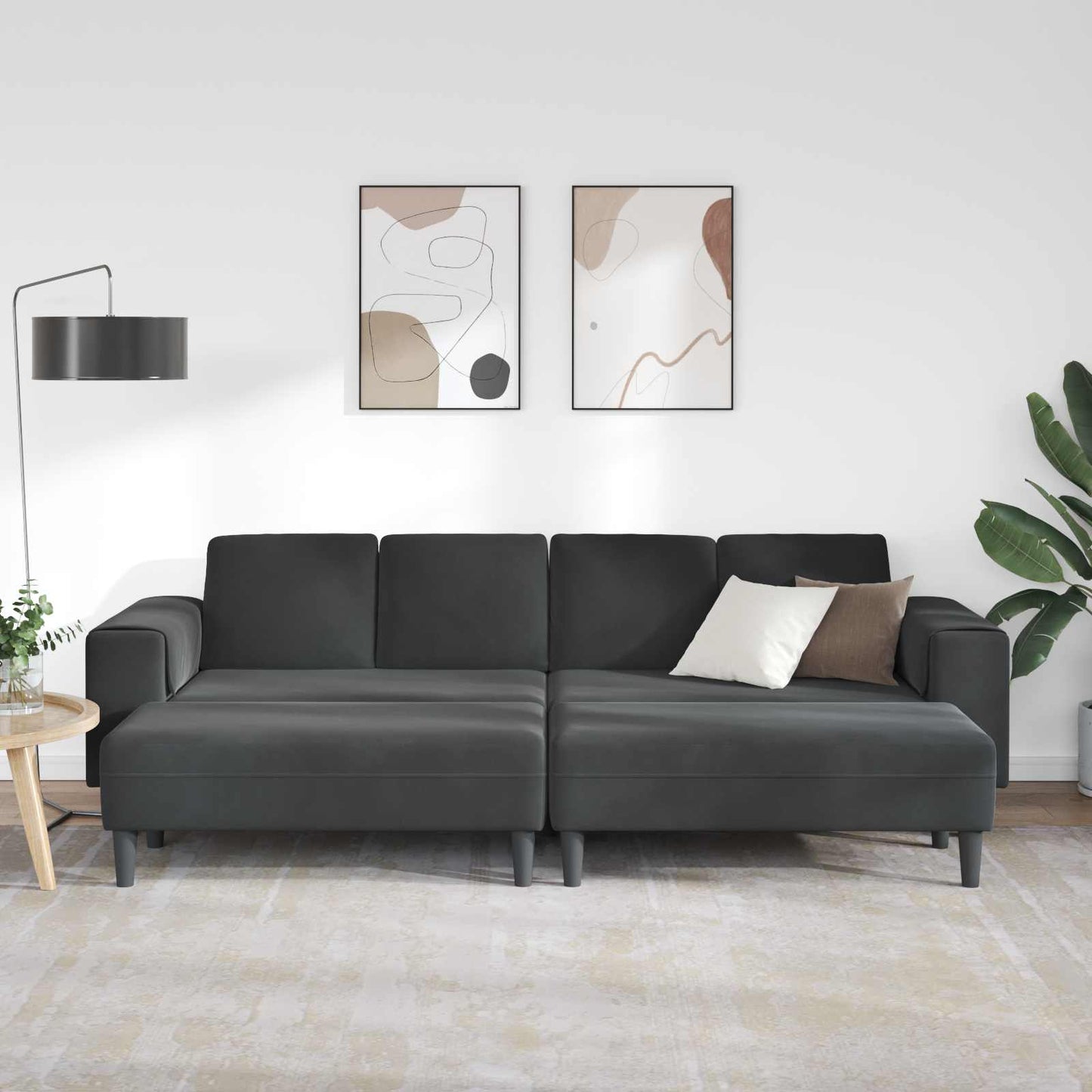 Wohnzimmer Couch 3 pcs Schwarz 250 x 188 x 76 cm