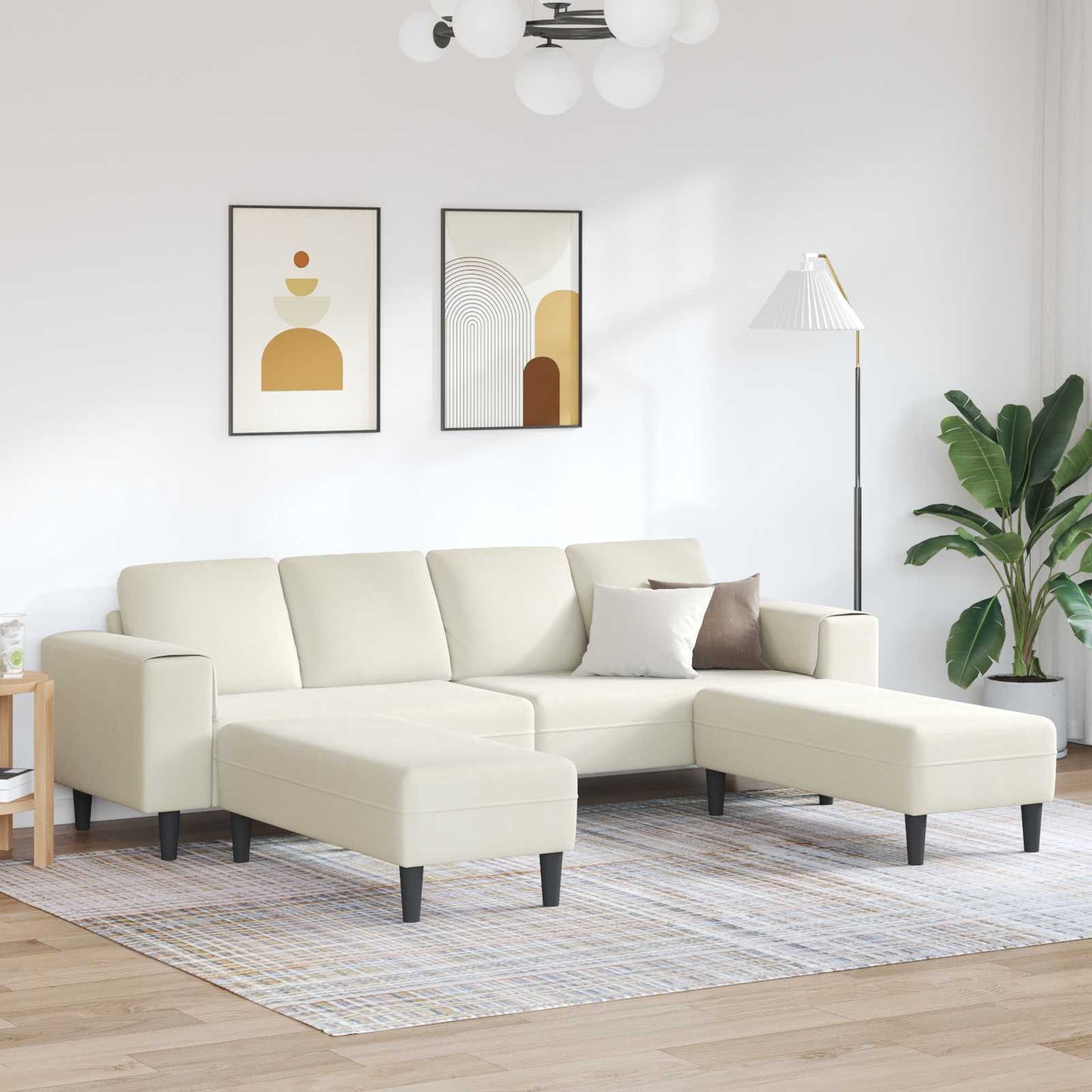 Wohnzimmer Couch 3 pcs Creme 250 x 188 x 76 cm