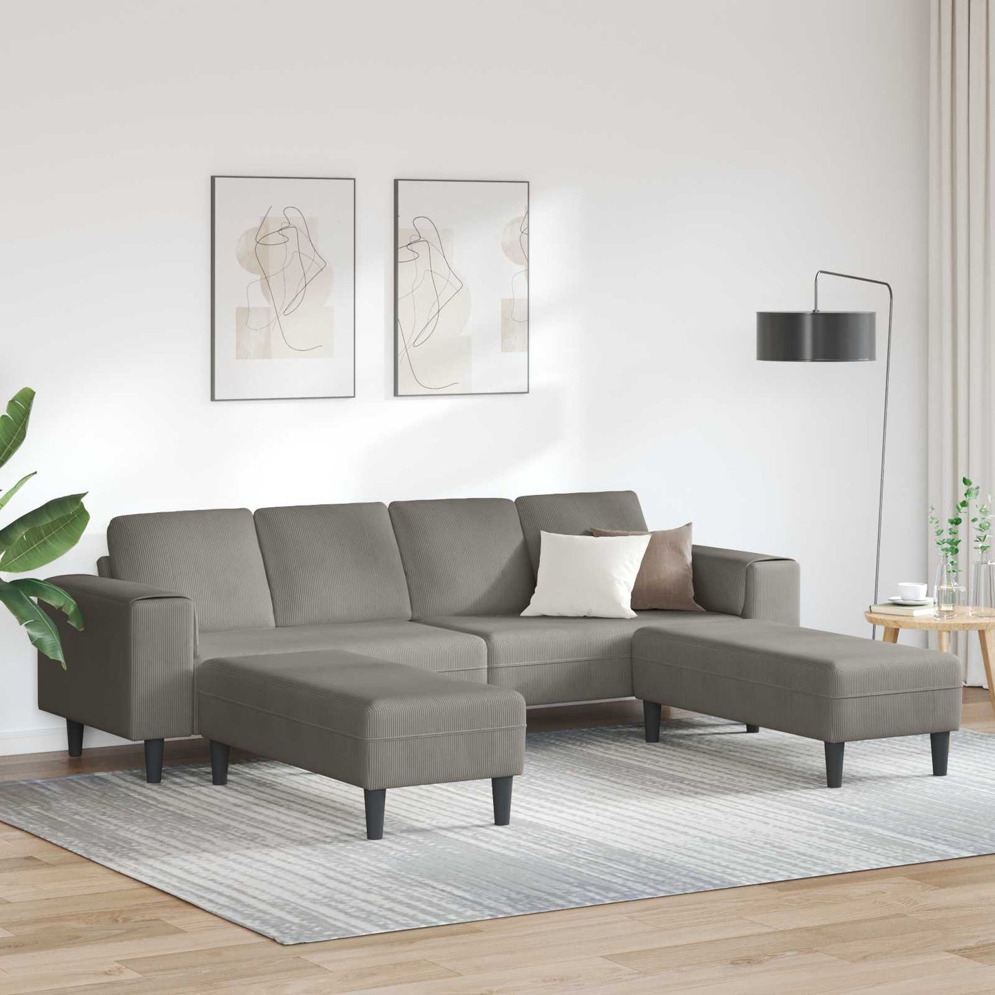 Sofa Hellgrau 250 x 188 x 76 cm Cordstoff
