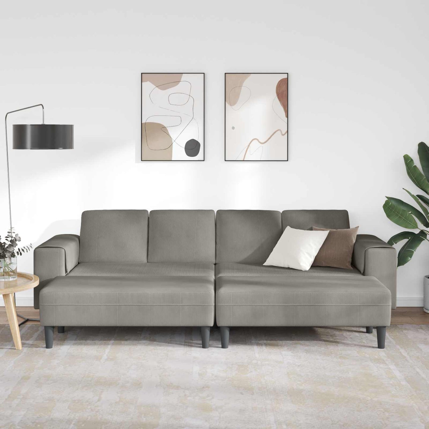 Sofa Hellgrau 250 x 188 x 76 cm Cordstoff