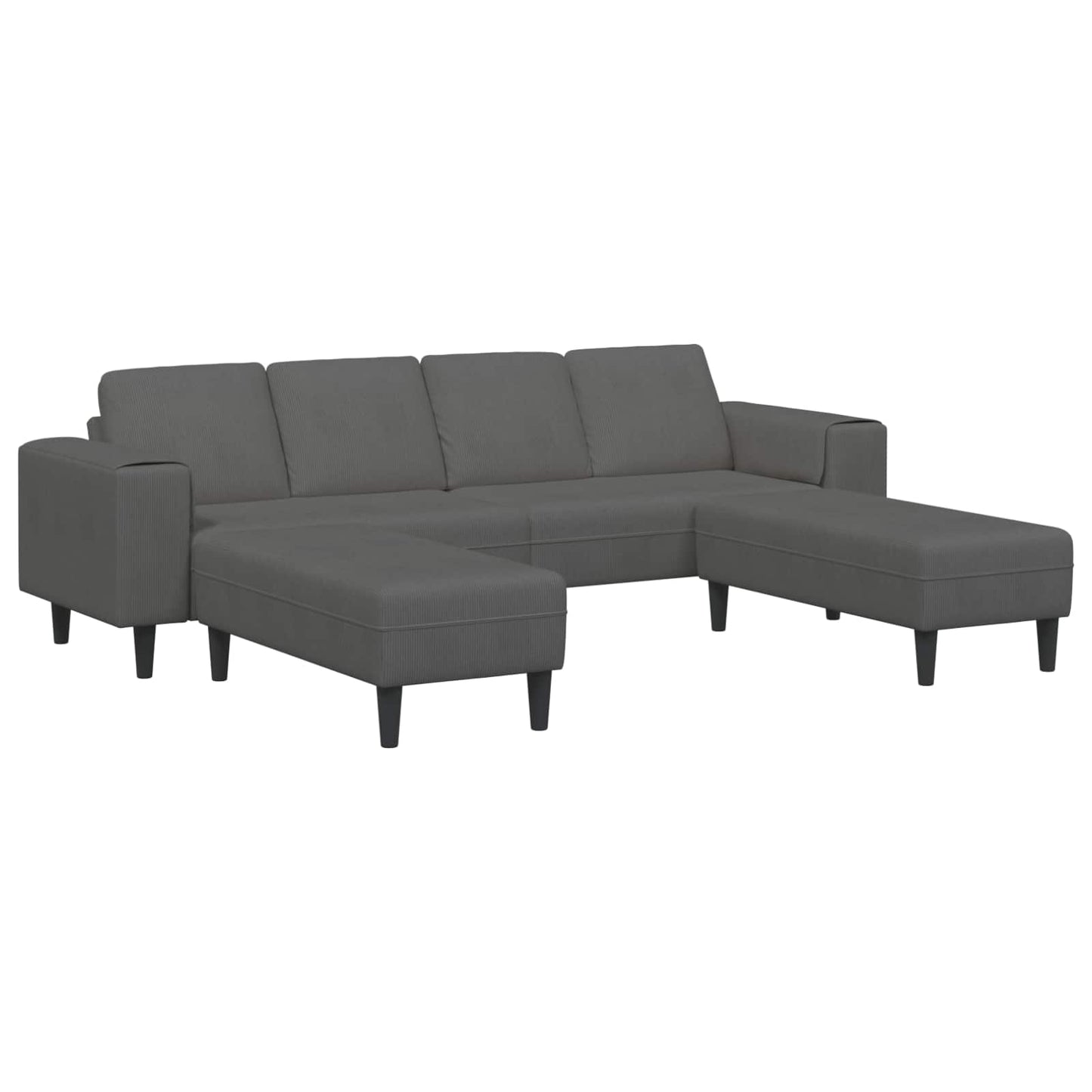 Sofa Dunkelgrau 250 x 188 x 76 cm Cordstoff
