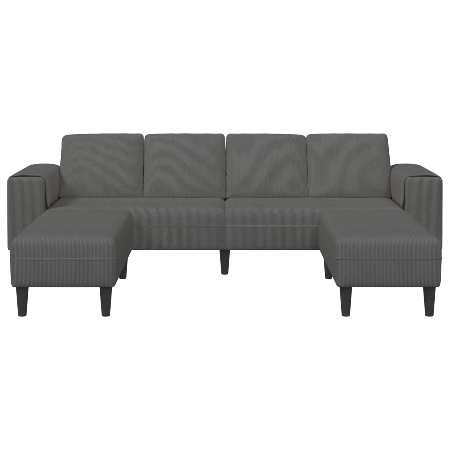 Sofa Dunkelgrau 250 x 188 x 76 cm Cordstoff