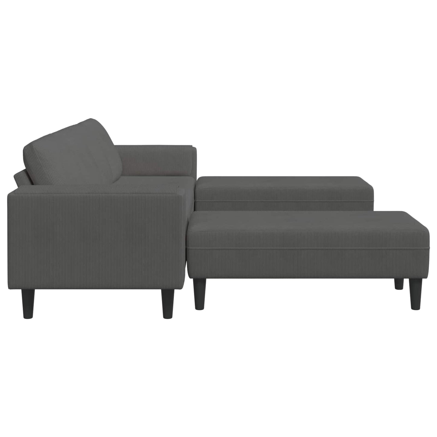 Sofa Dunkelgrau 250 x 188 x 76 cm Cordstoff
