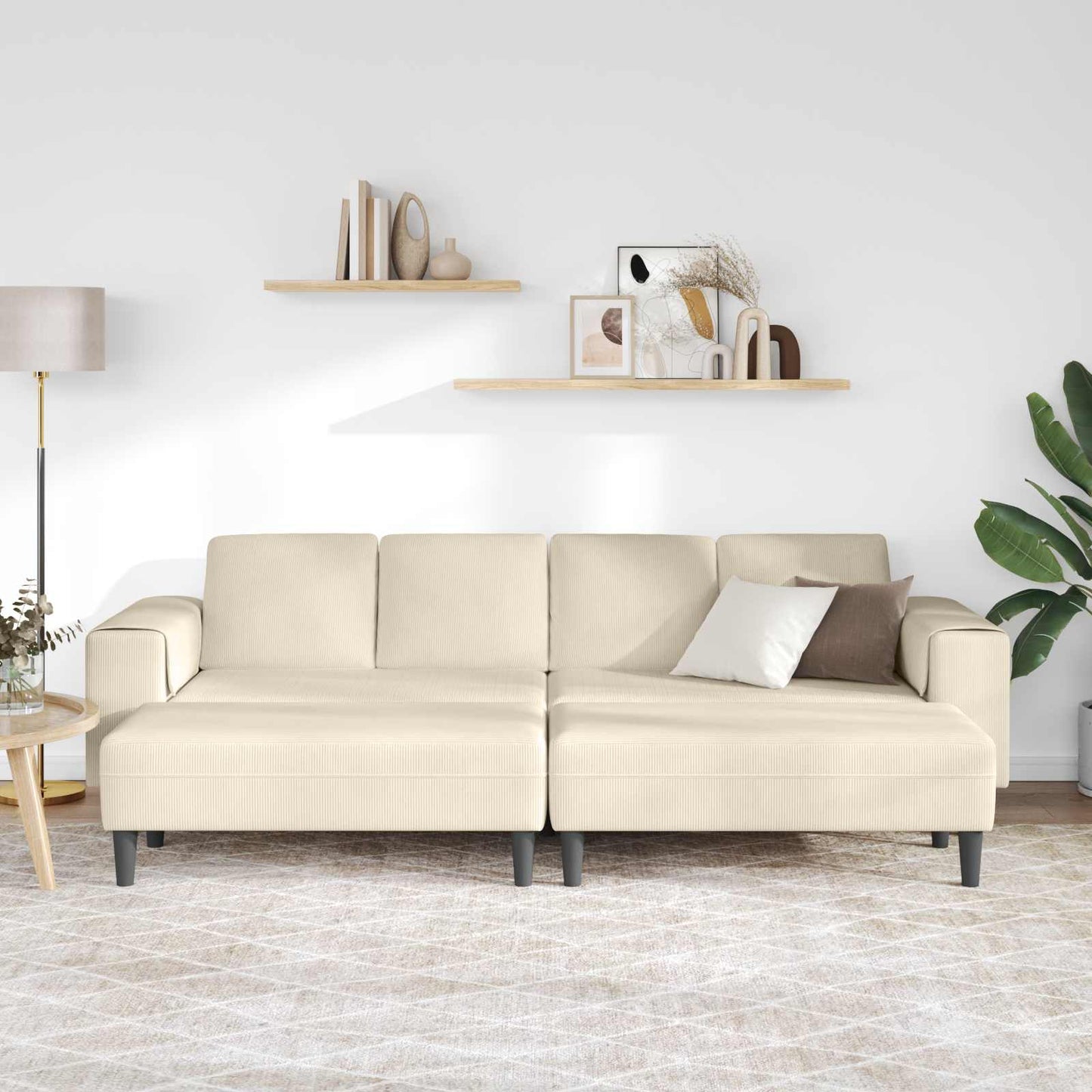 Sofa Creme 250 x 188 x 76 cm Cordstoff