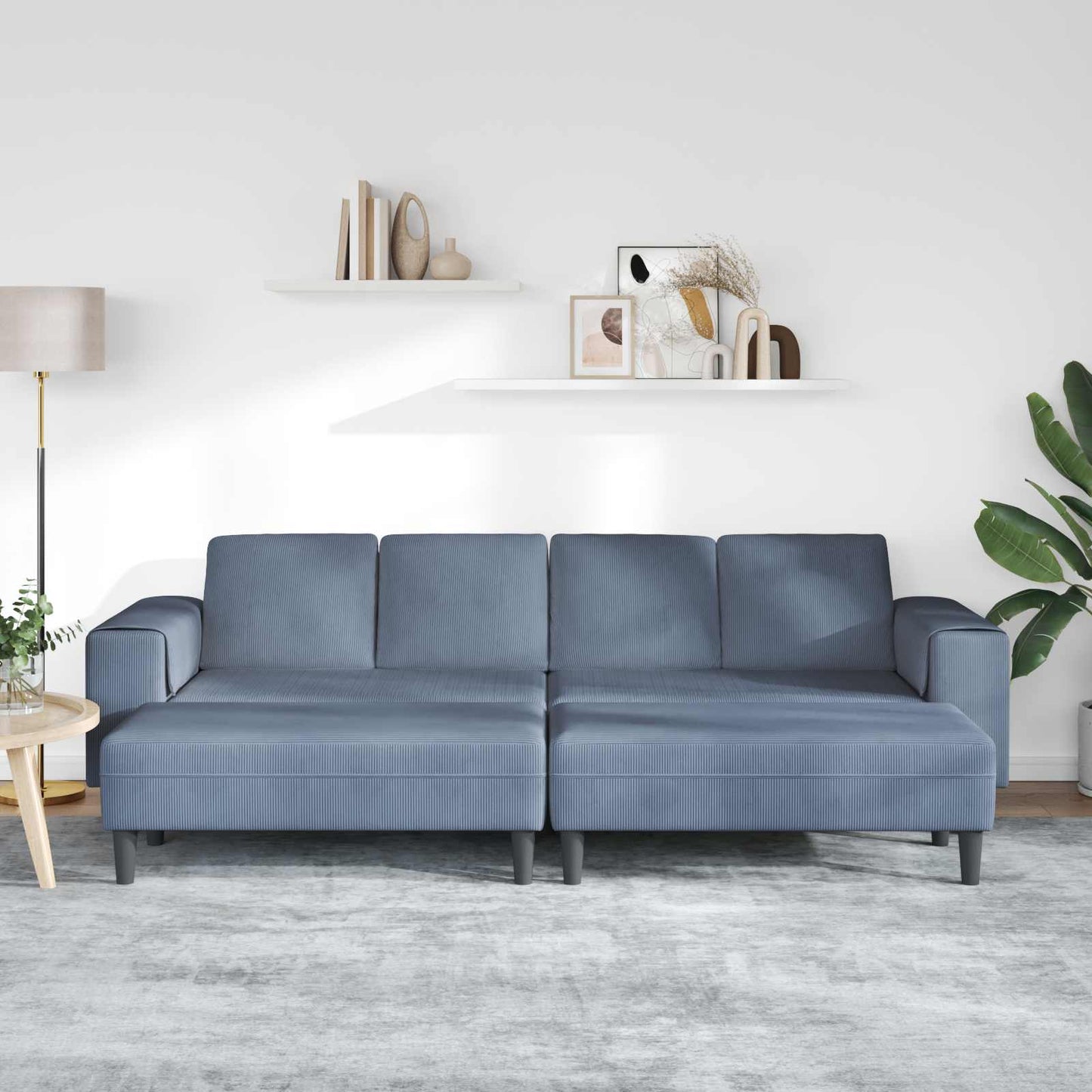 Sofa Blau 250 x 188 x 76 cm Cordstoff