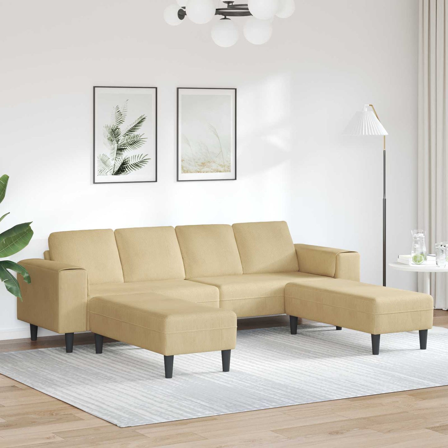 Sofa Grau-Grün 250 x 188 x 76 cm Cordstoff