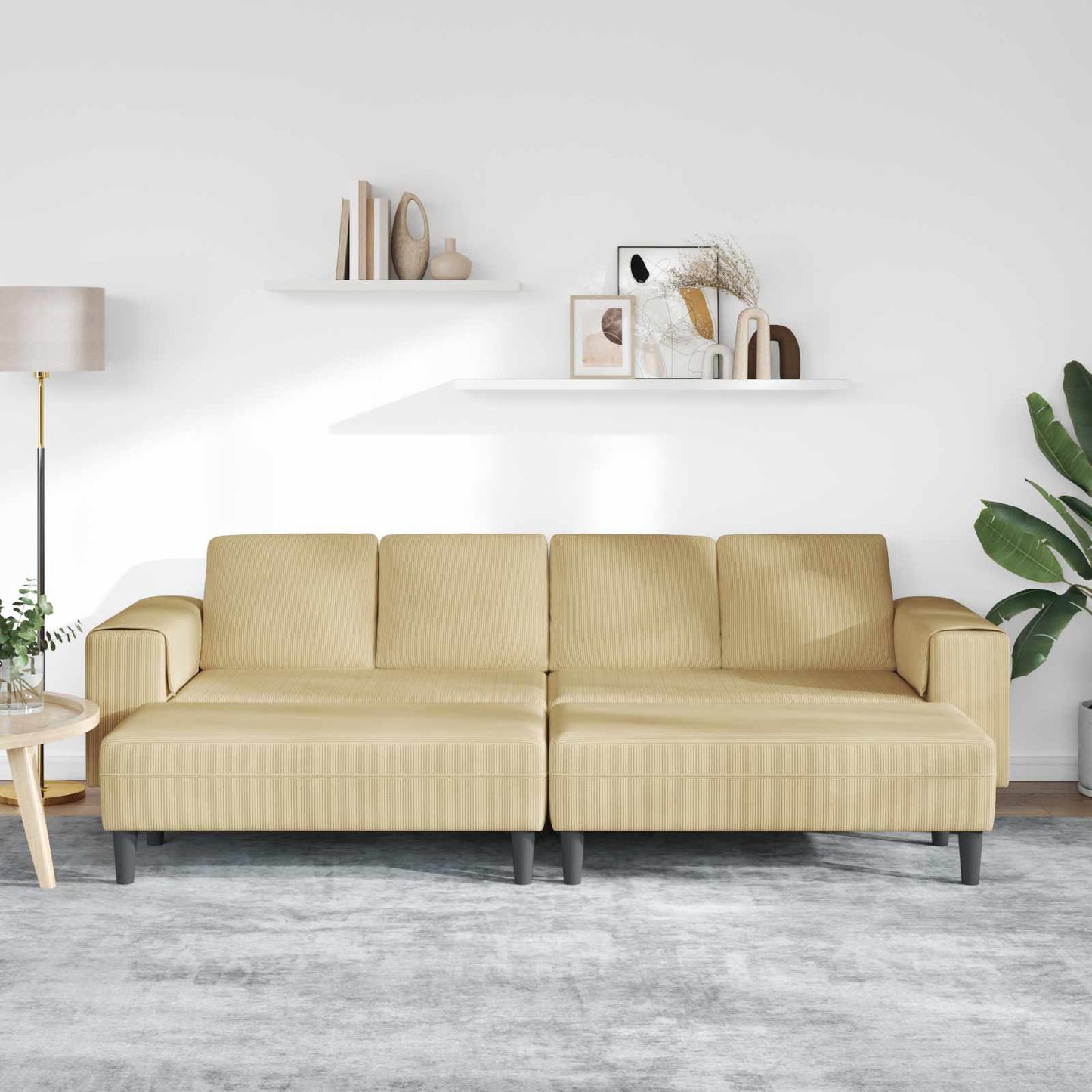 Sofa Grau-Grün 250 x 188 x 76 cm Cordstoff