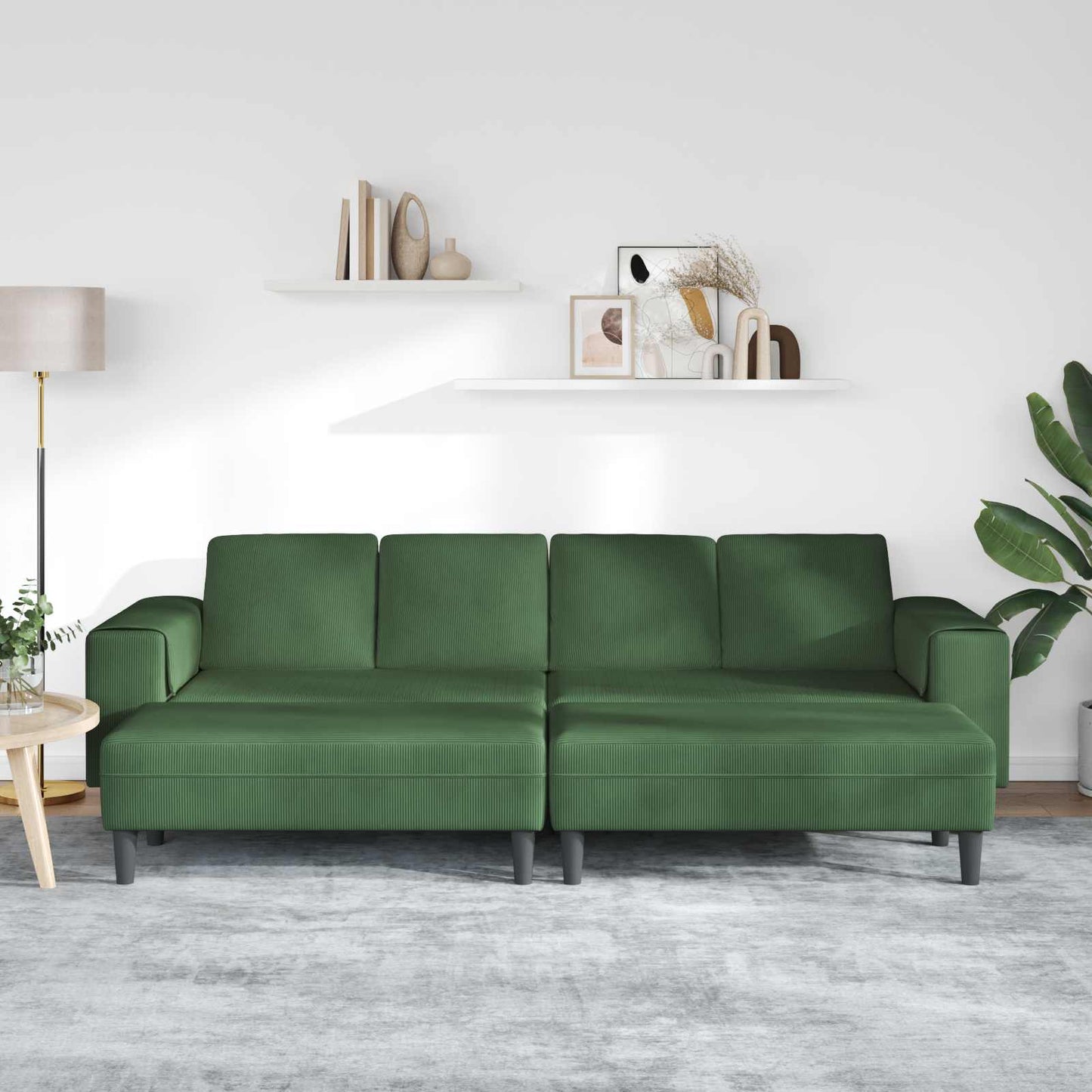 Sofa Dunkelgrün 250 x 188 x 76 cm Cordstoff