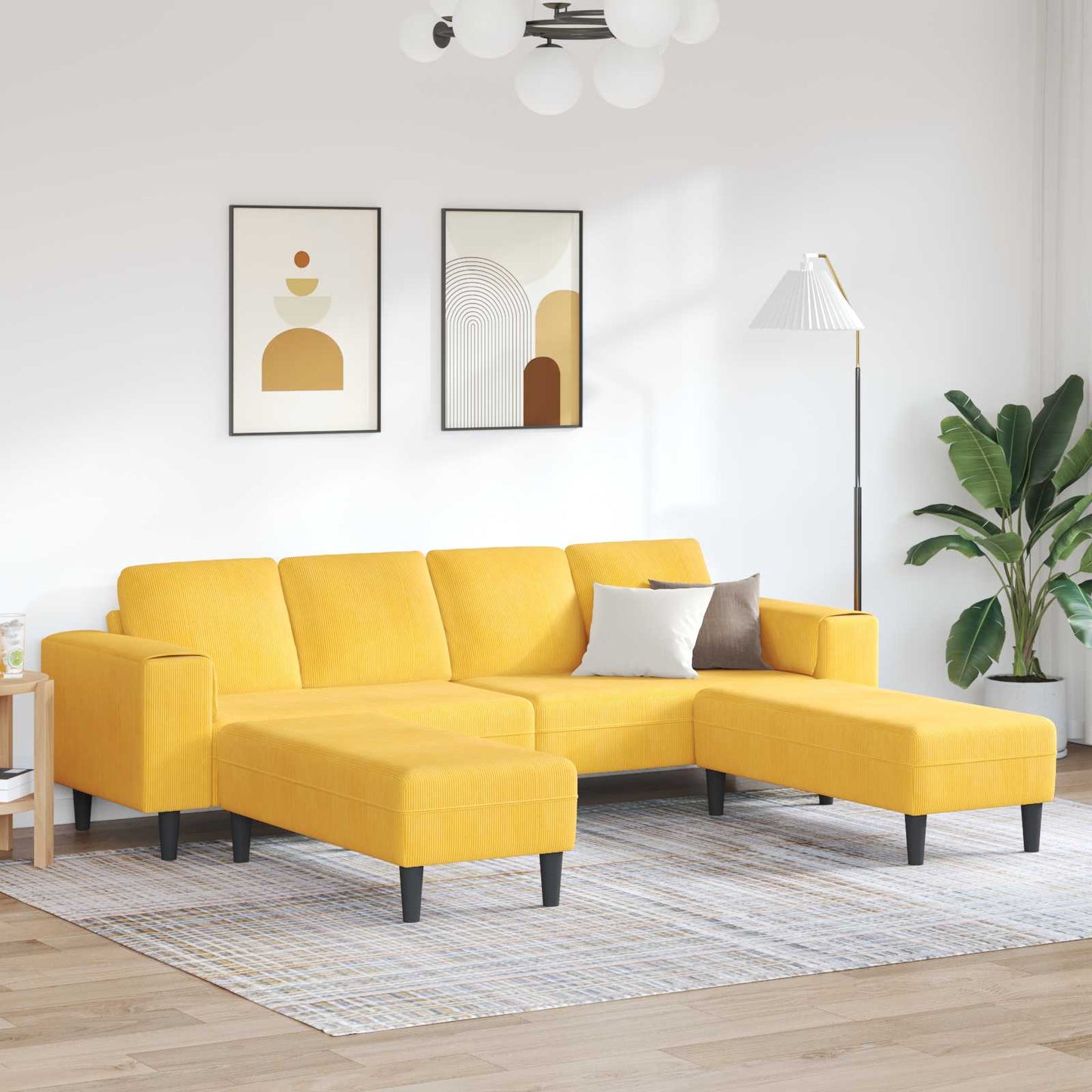 Sofa Helles Gelb 250 x 188 x 76 cm Cordstoff