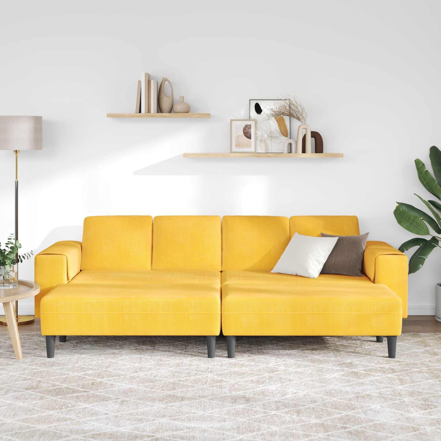 Sofa Helles Gelb 250 x 188 x 76 cm Cordstoff