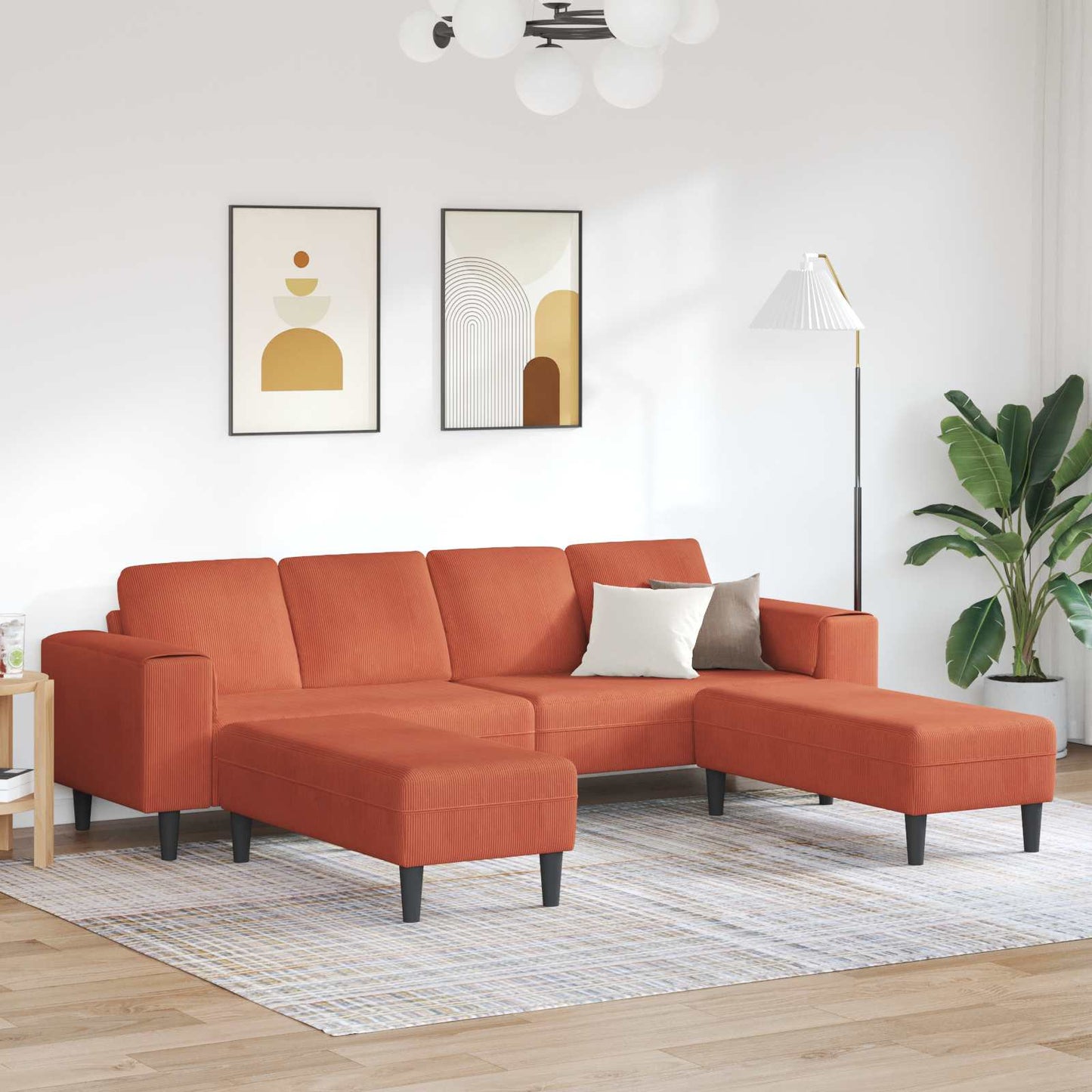 Sofa Rot-Orange 250 x 188 x 76 cm Cordstoff