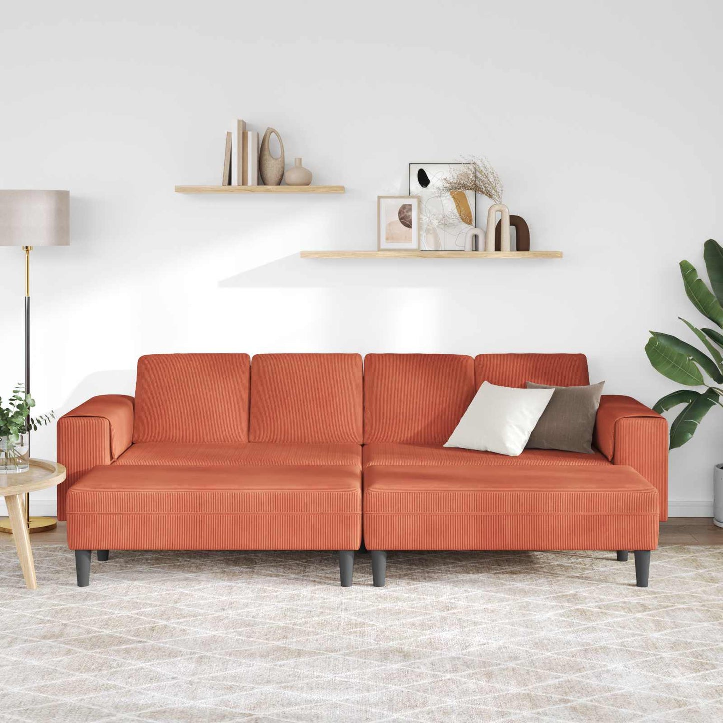 Sofa Rot-Orange 250 x 188 x 76 cm Cordstoff