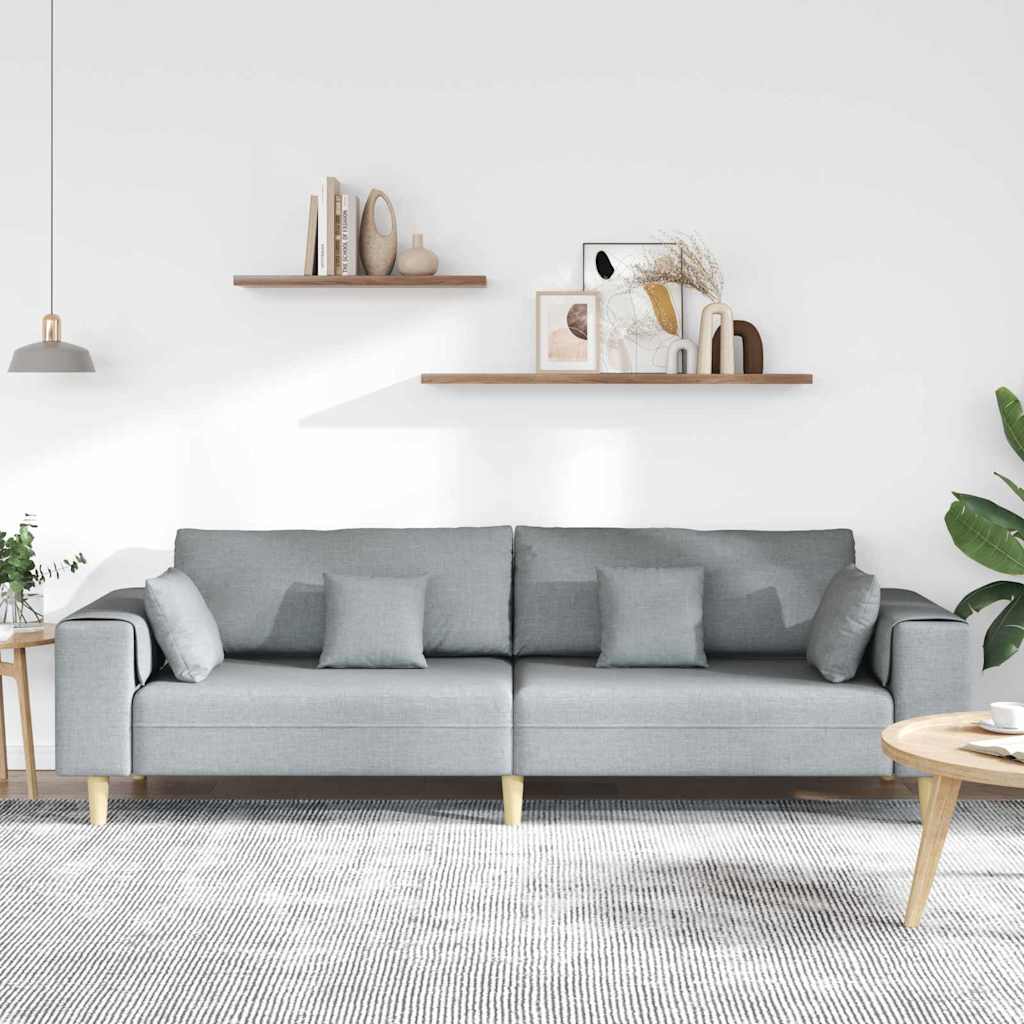 Sofa mit Kissen Hellgrau 250 x 77 x 76 cm Stoff