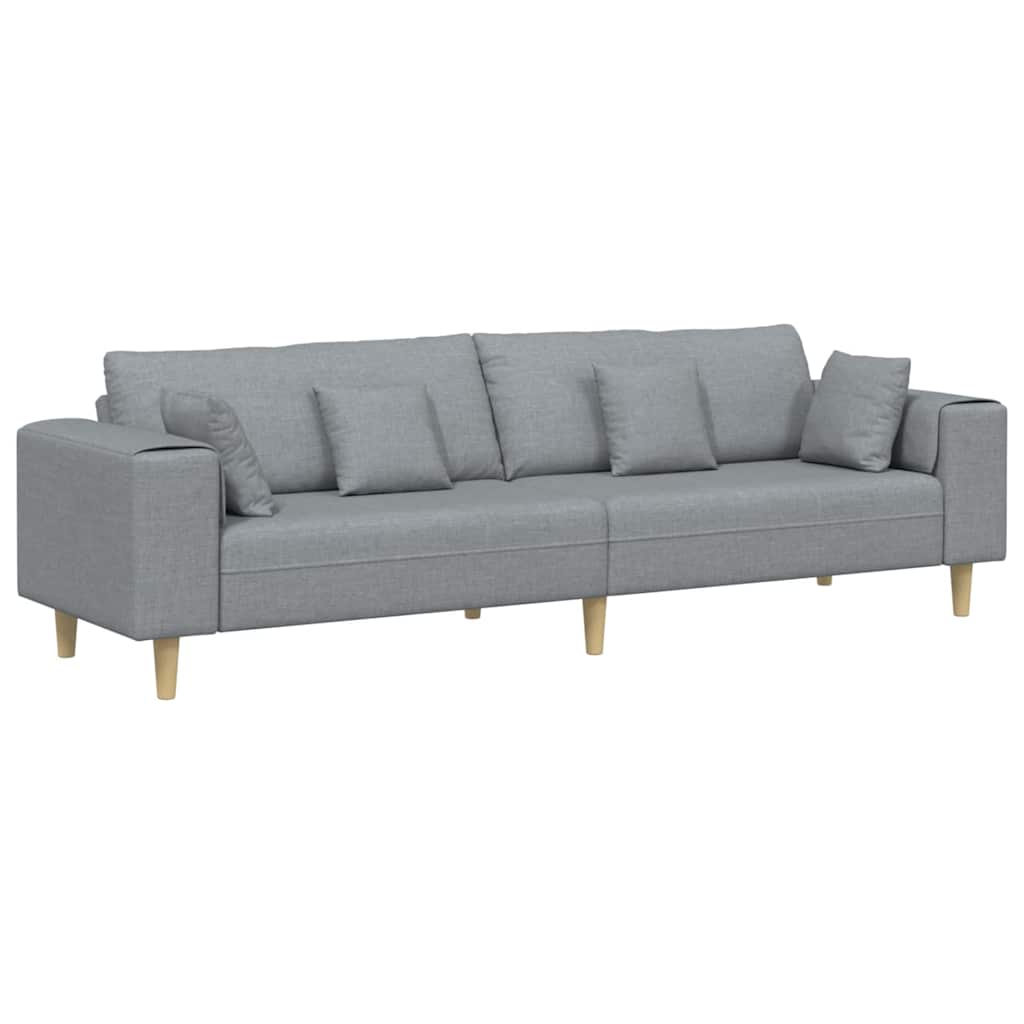 Sofa mit Kissen Hellgrau 250 x 77 x 76 cm Stoff