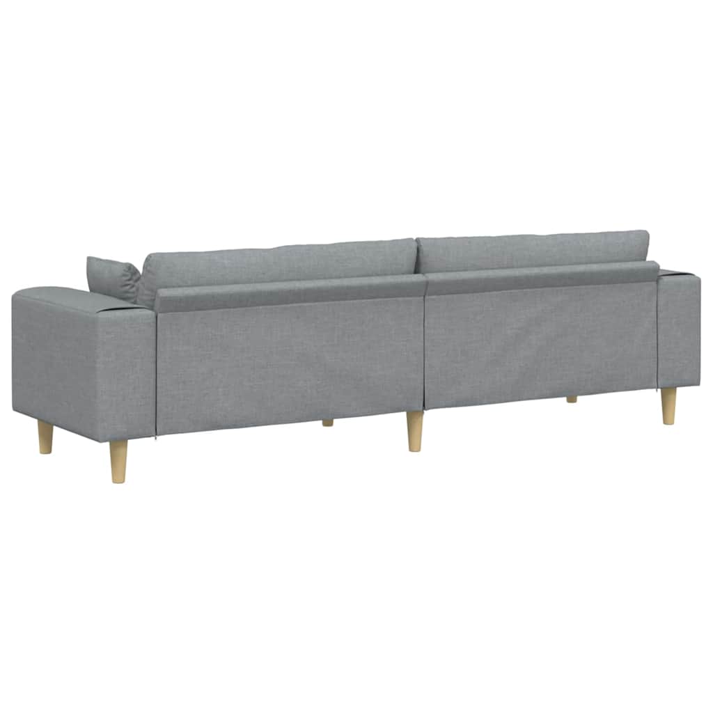 Sofa mit Kissen Hellgrau 250 x 77 x 76 cm Stoff