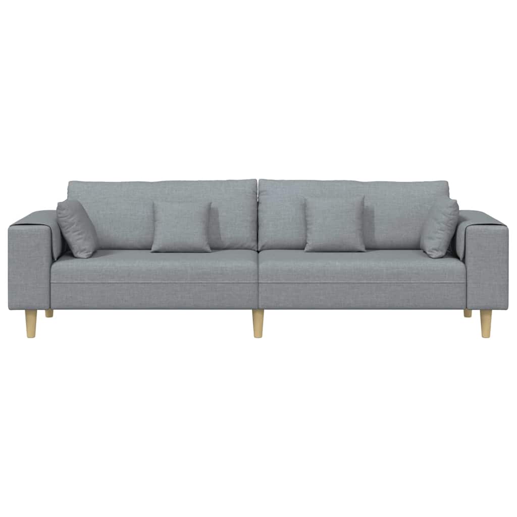 Sofa mit Kissen Hellgrau 250 x 77 x 76 cm Stoff