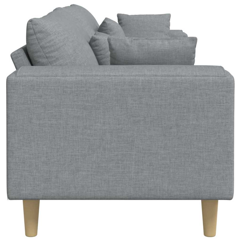 Sofa mit Kissen Hellgrau 250 x 77 x 76 cm Stoff