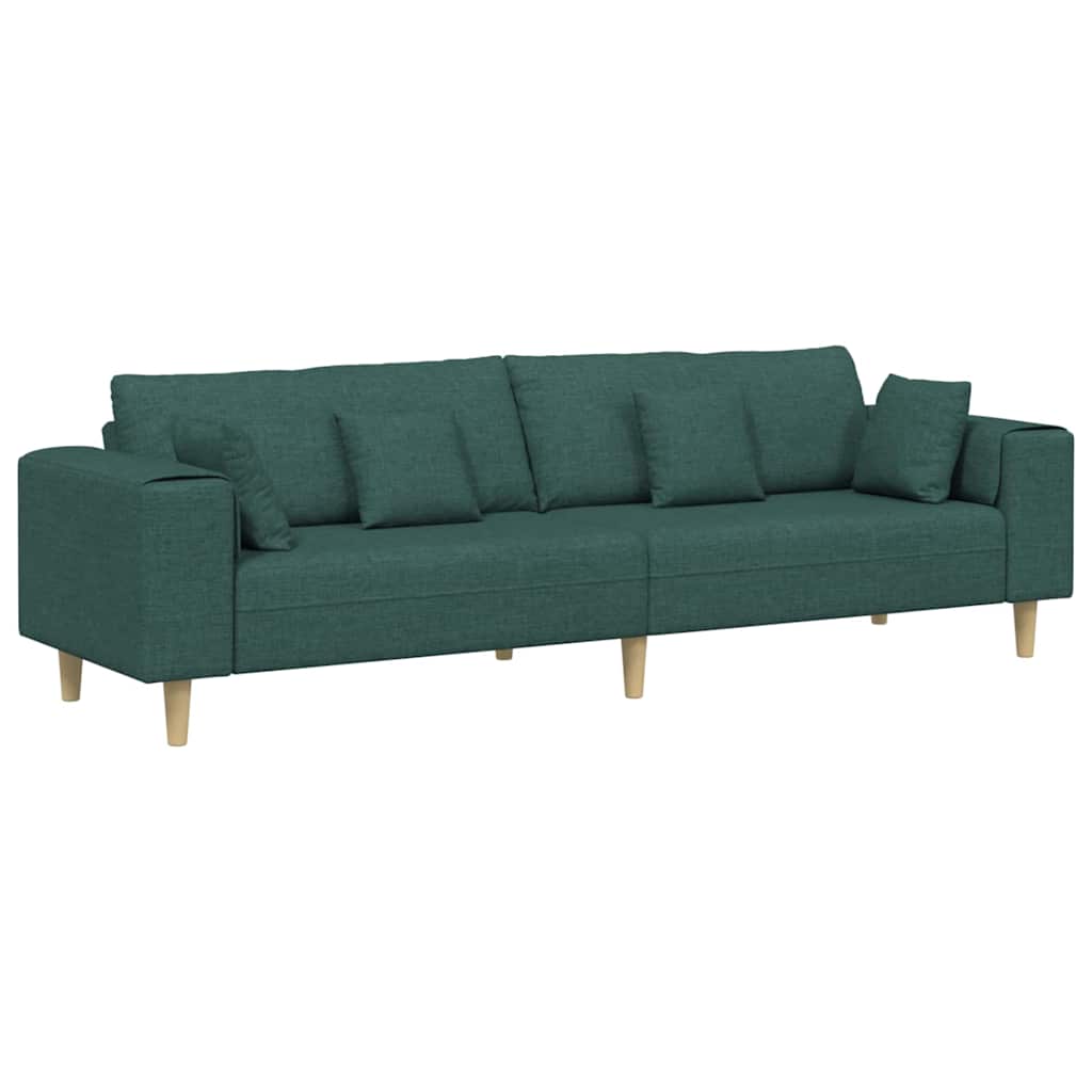Sofa mit Kissen Dunkelgrün 250 x 77 x 76 cm Stoff