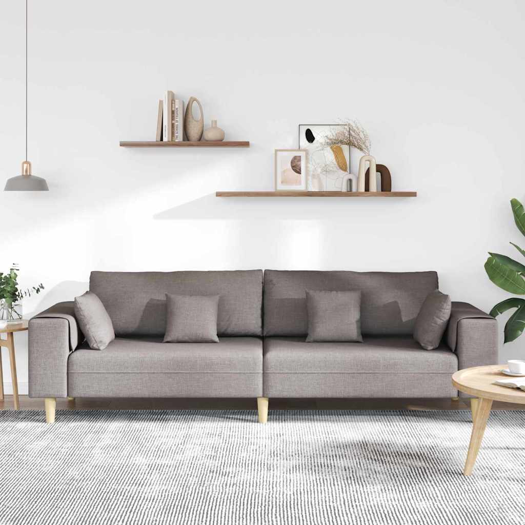 Sofa mit Kissen Taupe 250 x 77 x 76 cm Stoff