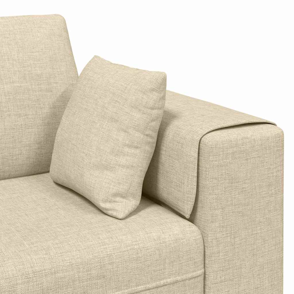 Sofa mit Kissen Creme 250 x 77 x 76 cm Stoff