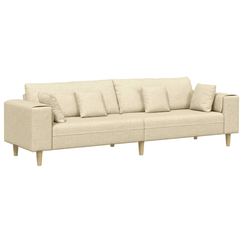 Sofa mit Kissen Creme 250 x 77 x 76 cm Stoff