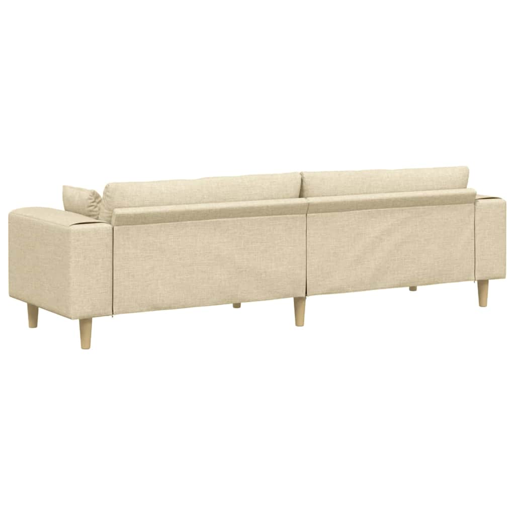 Sofa mit Kissen Creme 250 x 77 x 76 cm Stoff