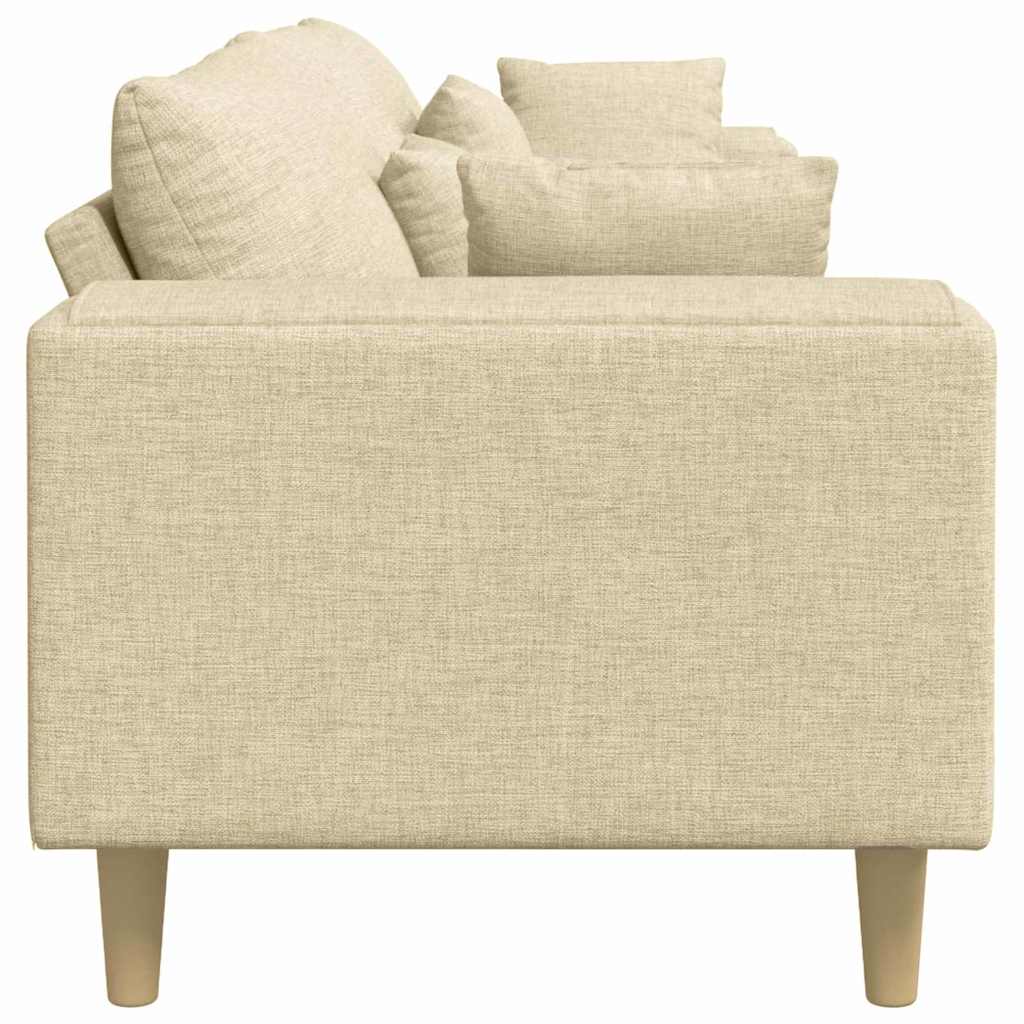 Sofa mit Kissen Creme 250 x 77 x 76 cm Stoff