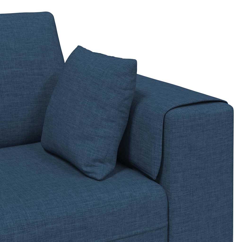 Sofa mit Kissen Blau 250 x 77 x 76 cm Stoff